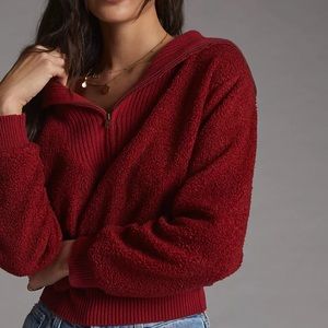 Anthropologie Dolan Left Coast Sherpa Quarter-Zip Pullover